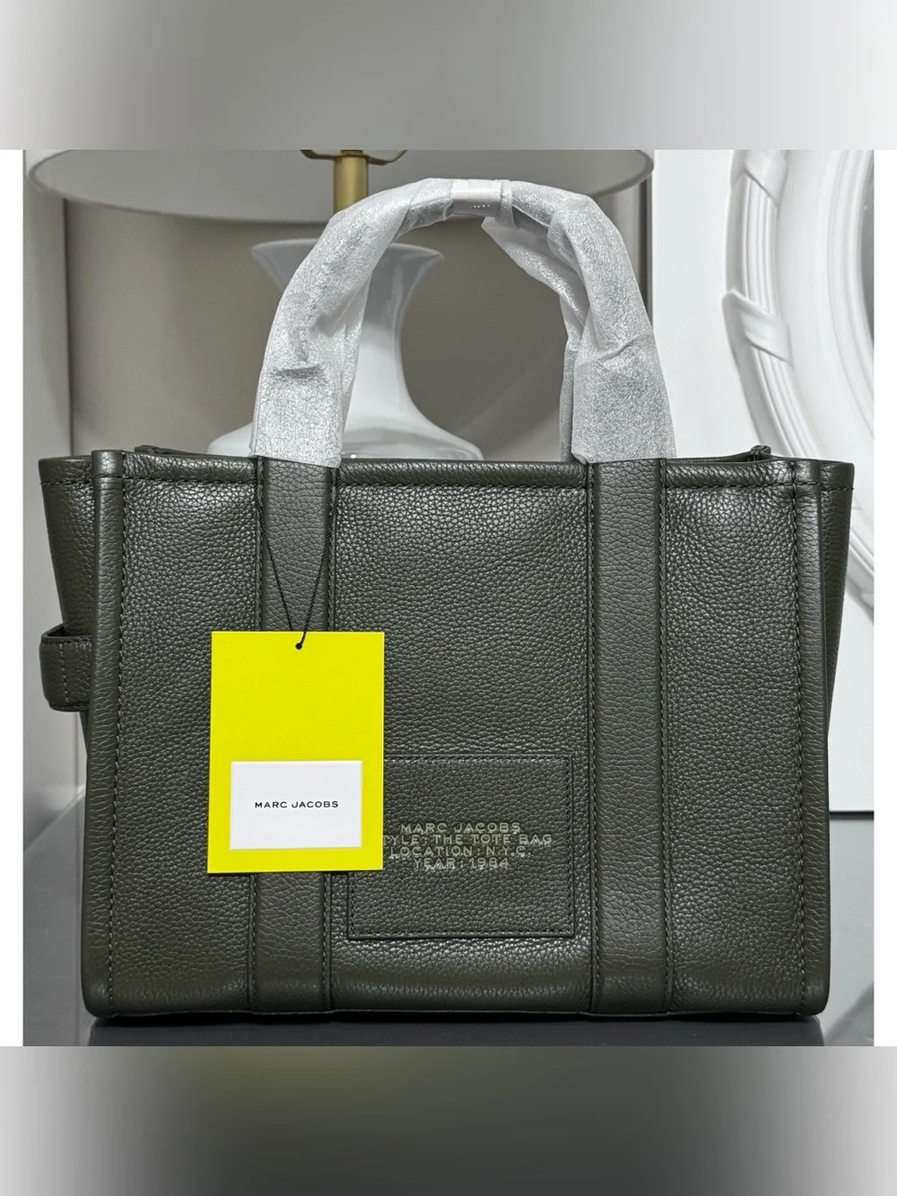 MARC JACOBS Medium Leather Tote Bag, FOREST GREEN - Picture 3 of 14